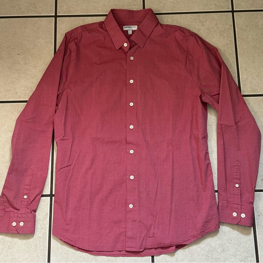 Express Extra Slim Button Up Long Sleeved Shirt